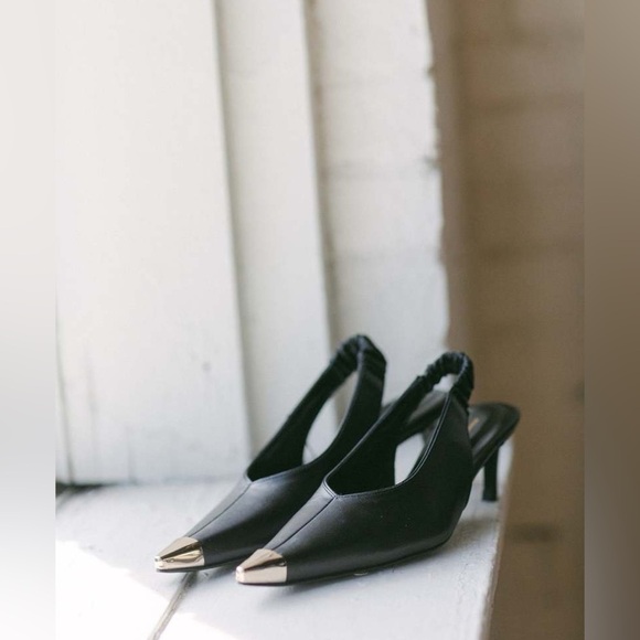 ANINE BING Nina Heels Metal Toe Cap Black Size 41/10.5 11 US - Picture 4 of 12